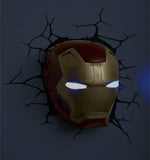Marvel Avengers Iron Man Mask 3D Deco Light Ironman Wall Night LED Lamp for Kids