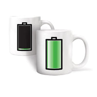 Kikkerland Battery Morph Mug Heat Sensitive Coffee Cup Battery Full When Hot