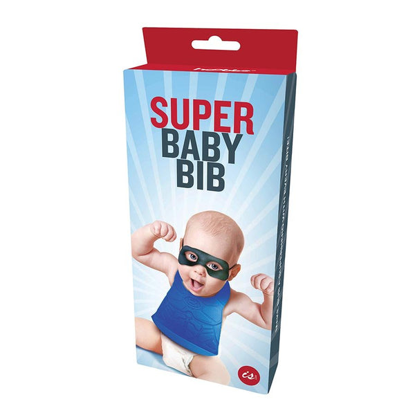 Super Baby Bib Superhero with Curved Bottom Catcher 3D Silicone Blue