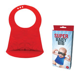 Super Baby Bib Superhero with Curved Bottom Catcher 3D Silicone Red