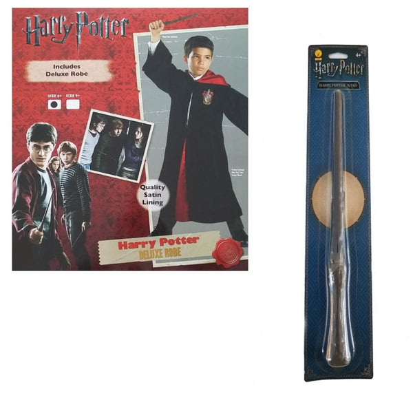 Harry Potter Costume AND Wand Dress Up - Gryffindor Deluxe Robe for Kids