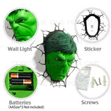 Hulk Face 3D Deco Light Hulk Head Wall Night LED Lamp for Kids Avengers