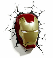 Marvel Avengers Iron Man Mask 3D Deco Light Ironman Wall Night LED Lamp for Kids