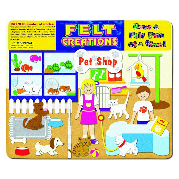 Pet Shop Story Board Felt Creations - Felt Board with Dogs and Cats