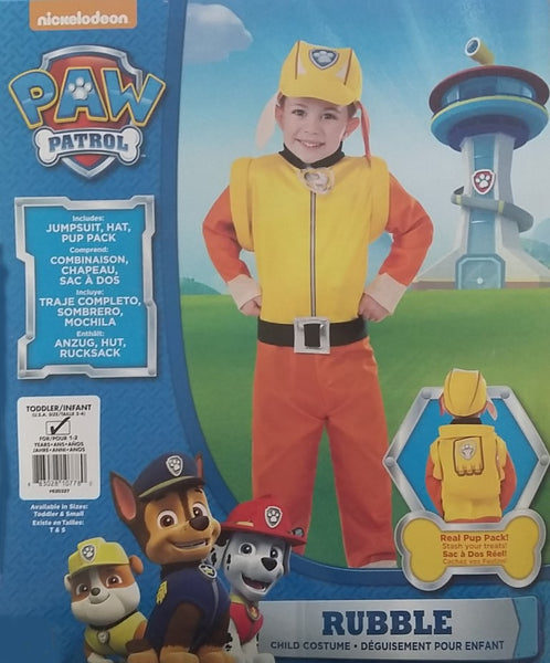 Paw Patrol Rubble Costume Toddler 1-2 Years Dress Up for Kids / Children