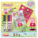 Peppa Pig Stationery and Colour Set Note Pad Markers Stencil Ruler Eraser