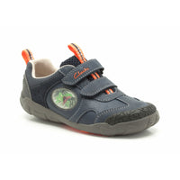 Clarks Stompo saurus STOMPOJAW Children Kids Boys Fashion Shoes Dinosaur-NAVY-Size UK 8 G