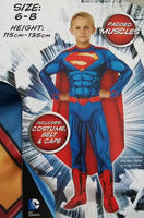 Superman Costume Deluxe Dress Up Padded Muscles Size 6-8 years for Kids